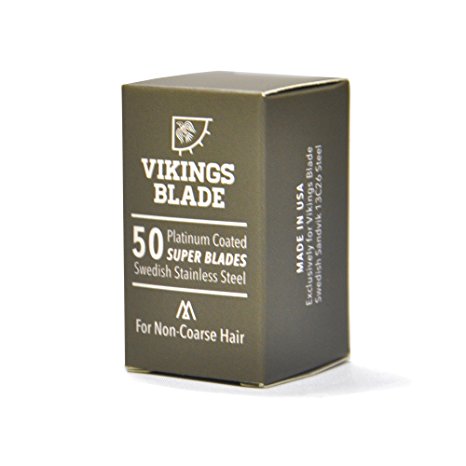 VIKINGS BLADE Swedish Steel Replacement Razor Blades, 50 Count (9 to 12 months supply), Mild & Safe