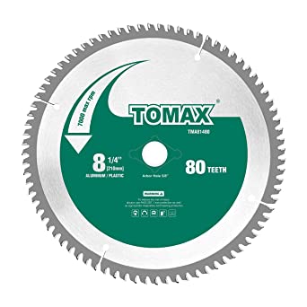 TOMAX 8-1/4-Inch 80 Tooth TCG Thin Aluminum and Non-Ferrous Metal Saw Blade with 5/8-Inch DMK Arbor