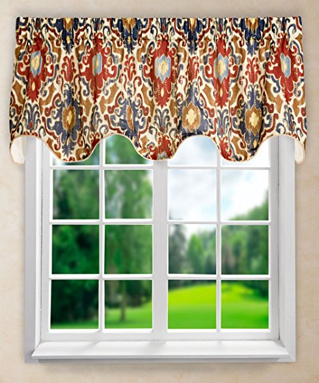 Ellis Curtain Tuscany Lined Scallop Valance, 70 x 17", Red