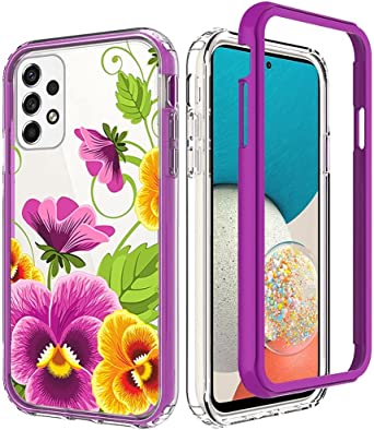 SOGA Hybrid Shockproof Phone Cover Designed for Samsung Galaxy A53 5G Case - Purple Flower