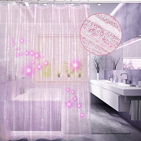 Shower Curtain Liner, Mold&Mildew Resistant Waterproof Anti-bacterial 72x72 Inch Eco-Friendly, PVC Free, Non Toxic,Odorless Bathroom Curtain for Bathtub or Shower Stall (Sparkling Pink)