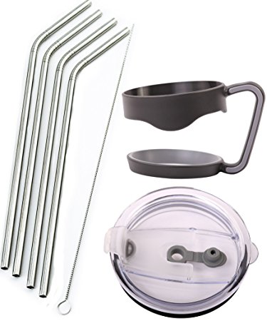 4 Straws   1 Straw Lid   1 Handle for Ozark Trail 30-Ounce Double-Wall Rambler Vacuum Cups - CocoStraw Brand Drinking Straw (4 Straws   Lid   Handle)