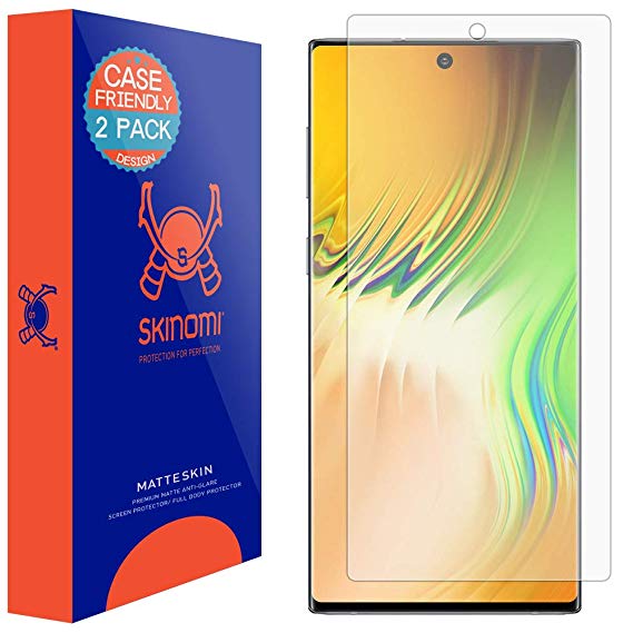 Skinomi Matte Screen Protector Compatible with Samsung Galaxy Note 10  Plus (Note 10  5G, 6.8 inch Display)(2-Pack)(Case Compatible) Anti-Glare Matte Skin TPU Anti-Bubble Film