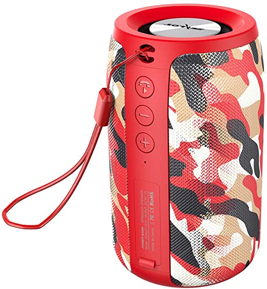 Wireless Bluetooth Speakers Zealot S32 Portable Speaker IPX5 Waterproof HD Calls/Micro SD Card/U Disk/Line-in Modes Competible for iOS Andriod -Red