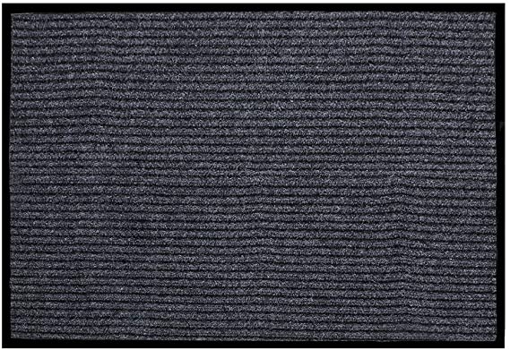 fani Heavy Duty Large Grey Striped Floor Door Mats Entryway Welcome Mats Outdoor Indoor Entrance Doormat Waterproof Low Profile Home Rug Mats with Anti-Skid Rubber Back (Gray, 23" x 35")