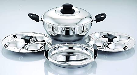 Pigeon Regal Stainless Steel Multi Kadai Set, 4-Pieces, Silver, 50253