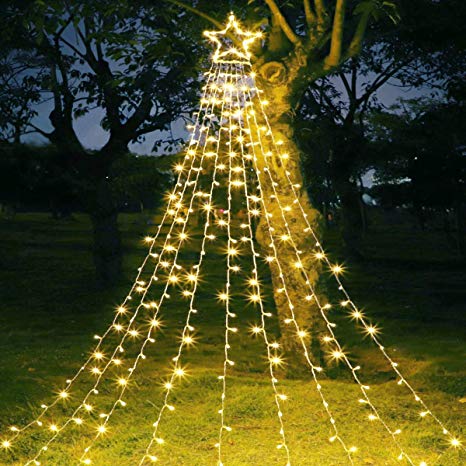 MAOYUE Outdoor Christmas Decorations Star Lights 335 LED 8 Lighting Modes Outside Tree Decorations for Yard, Garden, New Year, Holiday, Wedding, Party