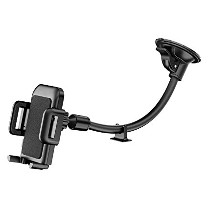 Car Phone Mount, TactoR Windshield Long Arm Car Phone Holder with One Button Design and Anti-skid Base for iPhone 8 / 7 / 7P / 6s / 6P / 5S, Galaxy S5 / S6 / S7 / S8, Google, LG, Huawei and More