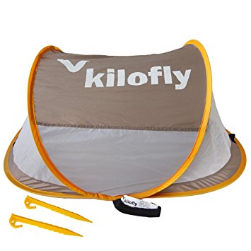 kilofly Flat Top Instant Pop Up Portable UPF 35  Travel Baby Beach Tent   2 Pegs