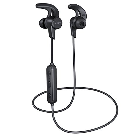 AUKEY Bluetooth Headphones, 3 EQ Sound Modes, Bluetooth Magnetic Earbuds with Sweat-Resistant Design and aptX for Apple Watch, iPhones, Samsung Phones and More