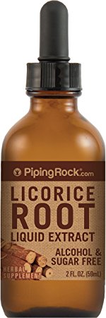 Piping Rock Licorice Root Liquid Extract 2 fl oz (59 mL) Dropper Bottle Alcohol & Sugar Free Herbal Supplement