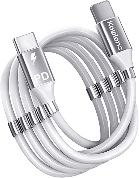 Magnetic Phone Charging Cable, USB C to Light-ing PD Fast Charging Cord Super Organized Storage Retractable Charging Wire Portable Nano Cable with 360 Degree Coiling Magnets for i-Devices(0.9M/3FT)