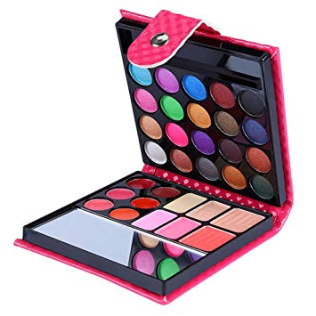 Fenleo 32 Colors Eye Shadow Makeup Palette Cosmetic Eyeshadow Blush Lip Gloss Powder (Red)