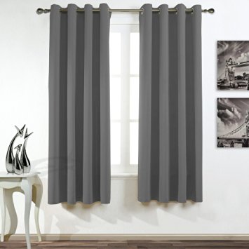 Ponydance Thermal Insulated Top Eyelet Blackout Curtains Curtains Curtains for Bedroom 46 x 72 inch, 2 panels,Grey
