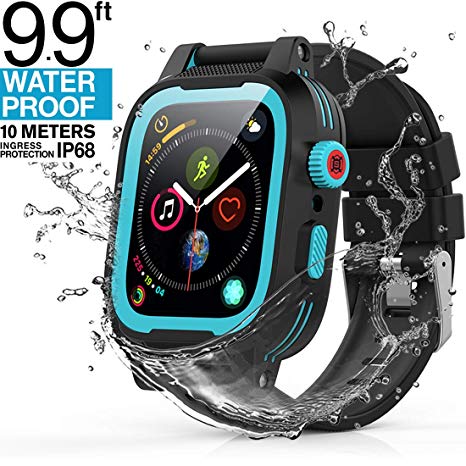 YOGRE Waterproof Case for 42mm Apple Watch Series 3 & 2 with Built-in Screen Protector, Full Body Rugged Armor Case for Waterproof Anti-Scratch Dropproof Impact Resistant, Give 2 Silicone Watch Band