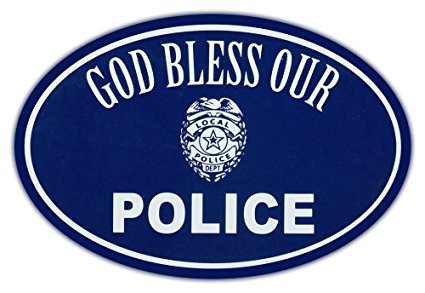 Oval Car Magnet - God Bless Police - Support Law Enforcement - Magnetic Bumper Sticker