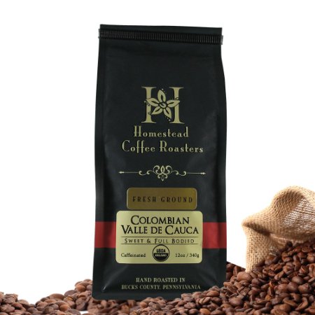 Gourmet Colombian Ground Coffee from 100% Organic Coffee Beans - Organic Best Tasting Coffee - 12 Oz Bag - Satisfaction Guaranteed