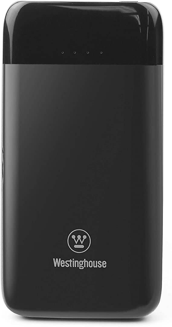 Westinghouse Ultra Slim Portable 10000 mAh Charger - Fast Charging and Compact Battery Pack with LED Lighting - Dual USB Output Charger Compatible with iPhone, Samsung Galaxy, and More