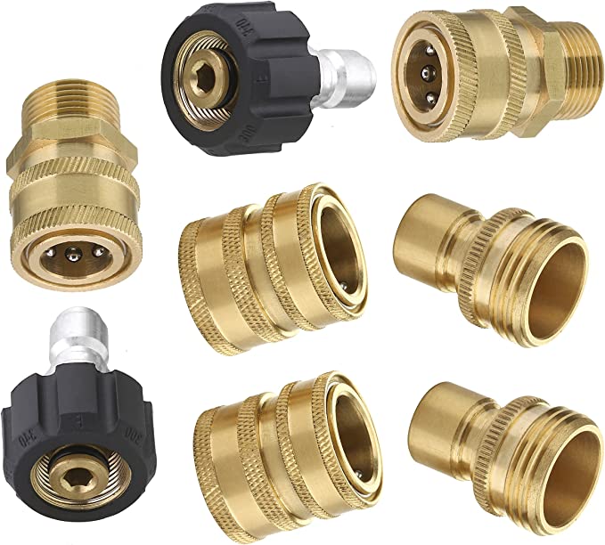 M Mingle Ultimate Pressure Washer Adapter Set, Quick Disconnect Kit, M22 Swivel to 3/8'' Quick Connect, 3/4" to Quick Release, 8-Pack