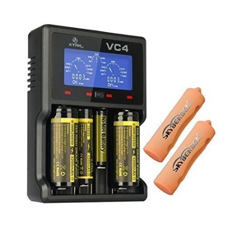 XTAR VC4 Li-ion/Ni-MH Battery Charger Premium USB LCD Display Charger Compatibale with Li-ion Battery and Ni-MH battery Apply to 10440,14500,14650,16340,17670,18350,18490,18500,18650,18700,22650,25500,26650,32650,AAAA,AAA,A,SC,C,D Battery
