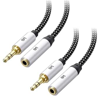 Cable Matters 2-Pack Headphone Extension Cable 10 ft (3.5mm Extension Cable/Aux Extension Cable, Aux Cord Extension) in Black - 10 Feet