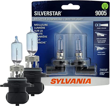 SYLVANIA - 9005 SilverStar - High Performance Halogen Headlight Bulb, High Beam, Low Beam and Fog Replacement Bulb, Brighter Downroad with Whiter Light (Contains 2 Bulbs)