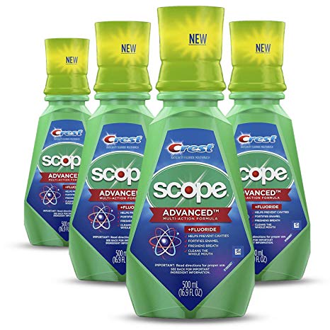 Crest Scope Advanced Multi-Action Fluoride Mouthwash, 4 Count