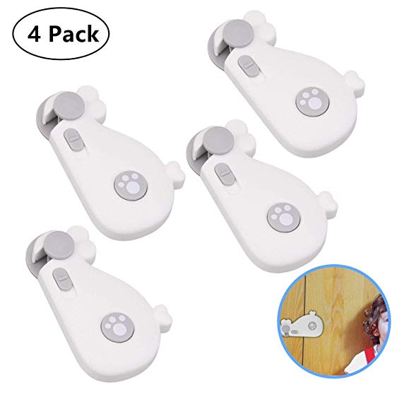 4pcs Baby Safety Cabinet Locks XREXS Child Safety Locks Child Baby Proof Safety Lock Lacthes Kitchen Child Cabinet Locks Set with Adhesive Tape