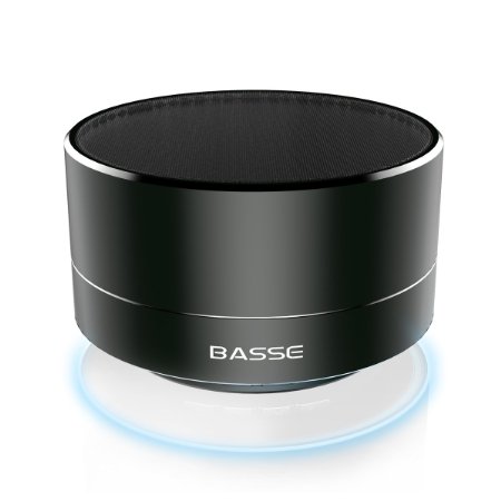 Basse Portable Bluetooth Speakers - Super Bass Mini Wireless Speaker System For iPhone Car TV Outdoors and More - Exceptional Sound Quality Durable and Compact Black