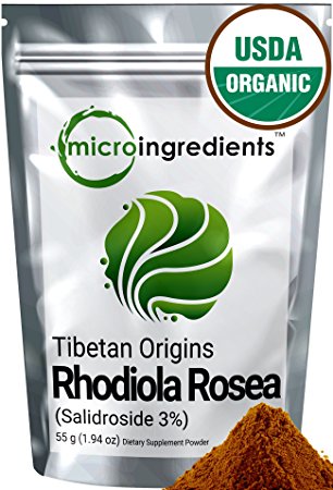 Micro Ingredients Organic Rhodiola Rosea (3% Salidroside) Extract Powder - Improve Brain Energy & Stress Relief (55g/1.94oz)