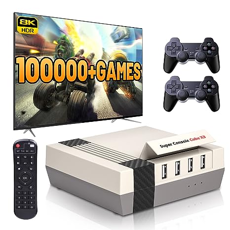 Kinhank Super Console Cube X3 Retro Game Console with 100000  Games, EmuELEC 4.5/Android 9.0/CoreE 3 Systems in 1,2.4G 5G,BT 4.0,Compatible with 65  Emulators