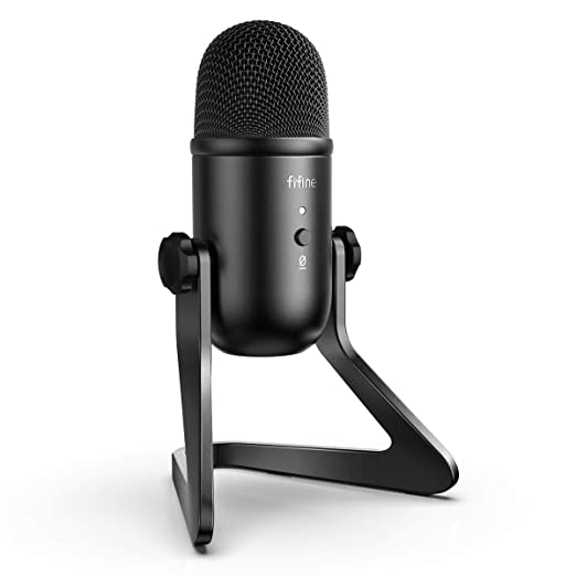 FIFINE K678 USB Podcast Microphone for Recording Streaming on PC and Mac, Condenser Computer Gaming Mic for PS4 with Headphone Output & Volume Control, Mic Gain Control, Mute Button for Vocal, YouTube