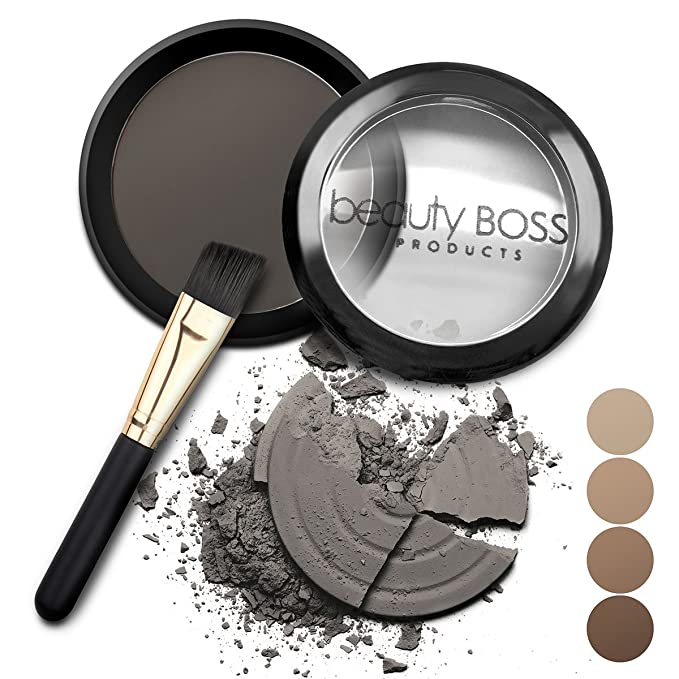 Eyebrow Powder Soft Black - Natural Fill-in Eyebrow Makeup - Brow Power Water Resistant Includes Small Brush