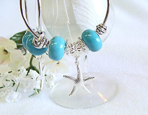 Aqua Hoop Earrings with Starfish Charms #beachwear, #SpringBreak, #MothersDay, #springsummer #amazonhandmade #giftsforher #starfish