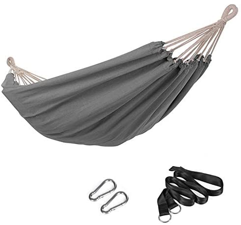 SONGMICS Double Hammock, 98.4 x 59.1 Inches, 660 lb Load Capacity, with Compression Bag, Mounting Straps, Carabiners, for Terrace, Balcony, Garden, Outdoor, Camping, Gray UGDC15GY