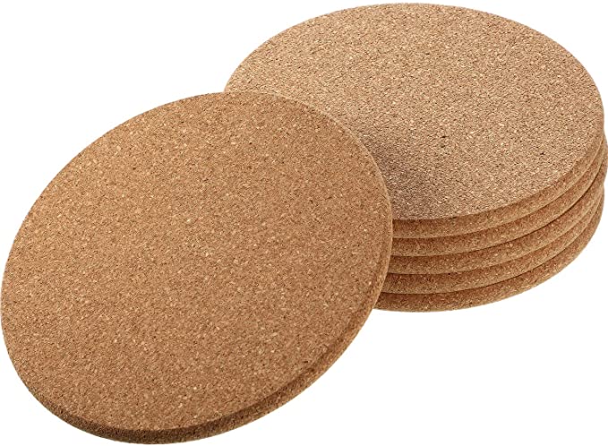 Boao Wooden Thick Cork Drink Coasters, for Home Bar Kitchen Restaurant Cafe Wedding Supplies (0.3 Inch Thick x 6 Inch Diameter, 6 Packs)