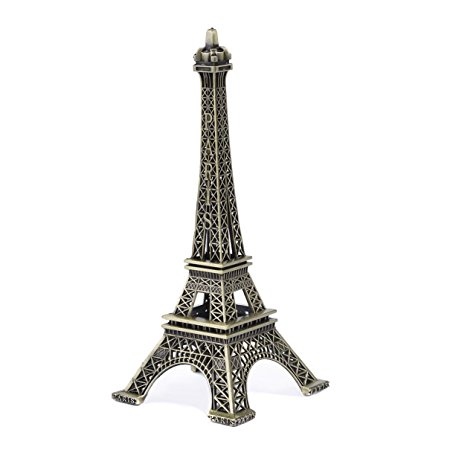 JoyFamily Eiffel Tower Decor,7Inch (18cm) Metal Paris Eiffel Tower Statue Figurine Replica Drawing Room Table Decor Jewelry Stand Holder for Cake Topper,Gifts,Party And Home Decoration (Retro)