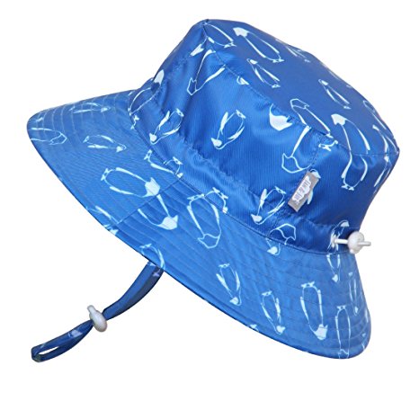 Baby Toddler Kids 50  UPF Bucket Sun Hat with Chin Strap, Size Adjustable Aqua Dry