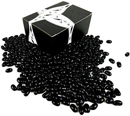 Gourmet Black Licorice Jelly Beans by Cuckoo Luckoo Confections, 2 lb Bag in a BlackTie Box