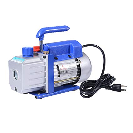 HomCom Single Stage 4 CFM Rotary Vane 1/3 HP HVAC Refrigerant Vacuum Pump