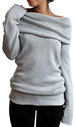 Merryfun Women's Spring Off-Shoulder Pullover Sweater Bottoming Shirt