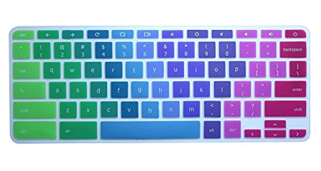 CaseBuy Colorful Silicone Keyboard Protector Skin Cover for Acer Chromebook 14 CB3-431 CP5-471 14-inch Chromebook US Version(Ranibow)