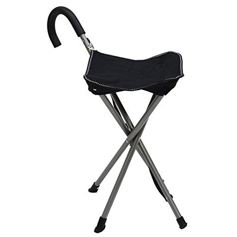 Mac Sports Folding Cane Chair - Walking Stick with Stool