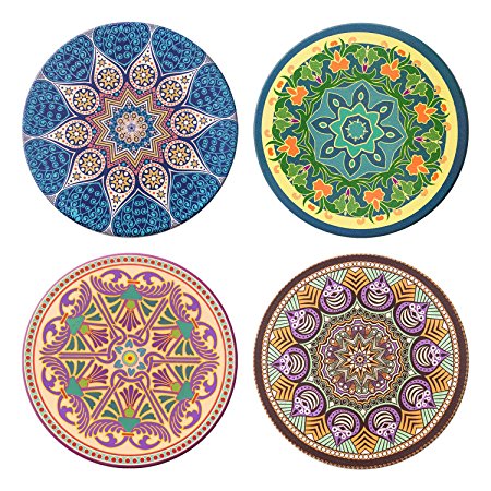 4 PCS Absorbent Ceramic Stone Coasters Glogex Wholesale Glass Cup Round Holder Coffee Wine Place Mats for Drinks Crafts