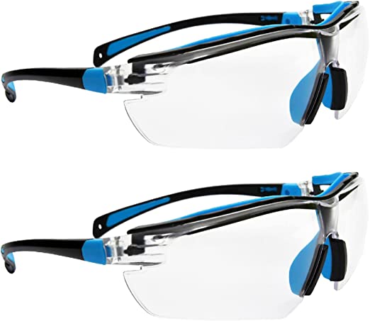 ROAR Clear Premium Safety Glasses Anti-Fog Lens UV Protection, Adjustable Earpiece ,2-pack