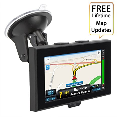 GPS Navigation for Car, ADiPROD 5 inches 8GB Lifetime Map Update Touch Screen Spoken Turn-to-turn Vehicle GPS Navigator with Car Charger & Back Bracket & Mount, Navigation System for Cars