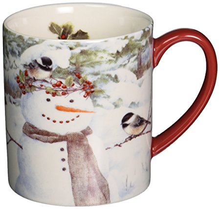 LANG - 14 oz. Ceramic Coffee Mug - "Chickadee Snowman", Artwork by Jane Shasky