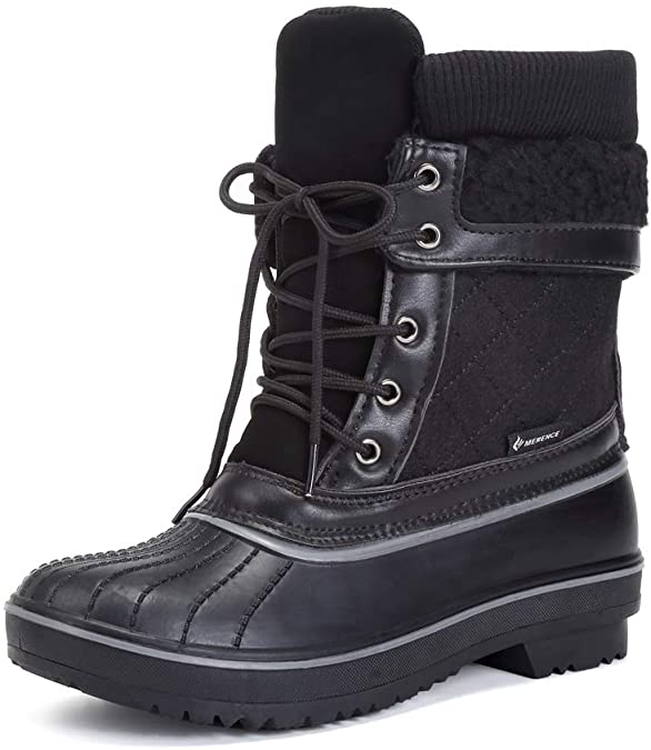 DESTURE Women's Snow Boots Warm Winter Water-Resistant Fabric Fashion Mid-Calf Shoes