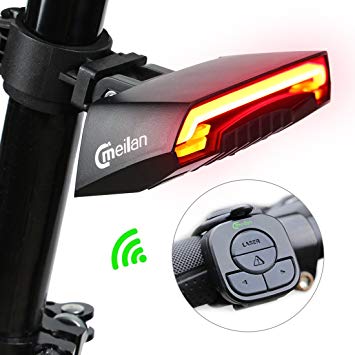 Meilan Smart Bike Tail Light X5 USB Rechargeable with Wireless Remote Turn signals Laser Beams for Moutain Bike,BMX Bike,Road Bicycle and Hybrid Bike 85 Lumens