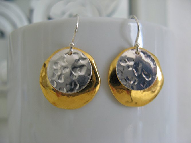 Gold-Dipped & Sterling Silver Disk Earrings